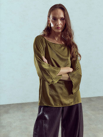 Top with viscose in olive green