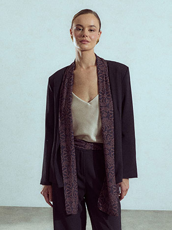 Blazer with an integrated scarf in black