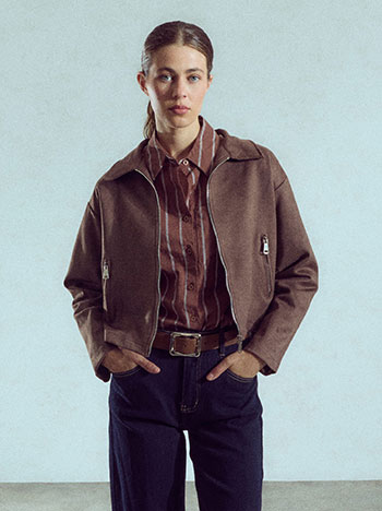 Faux suede jacket in brown