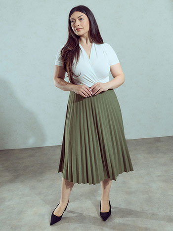 Pleated midi skirt in khaki