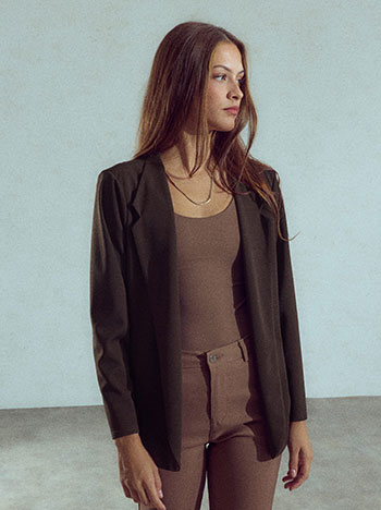 Solid blazer in brown