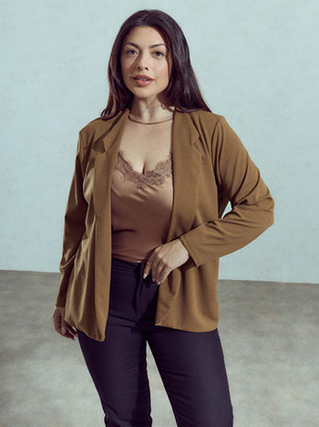 Solid blazer in camel