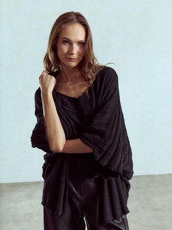 Knit top and cardigan set in black