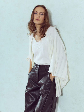 Knit top and cardigan set in off white