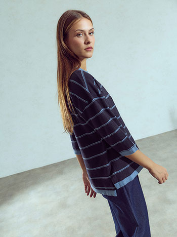 Soft touch striped blouse in dark blue