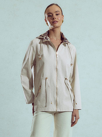 Reversible cotton jacket in beige