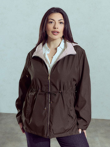 Reversible solid jacket in brown