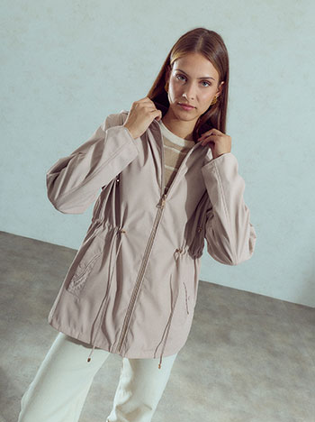 Reversible solid jacket in beige