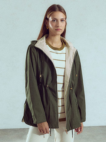 Reversible solid jacket in khaki
