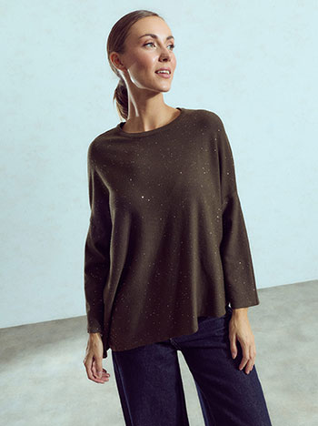 Sweater with mini sequins in brown