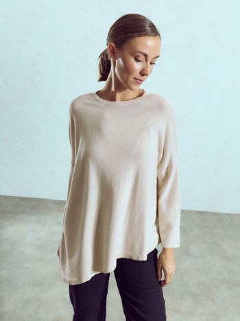 Sweater with mini sequins in beige