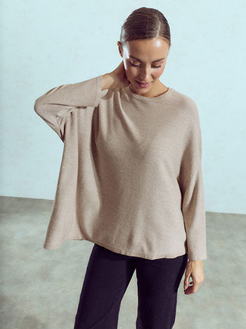 Sweater with mini sequins in light brown
