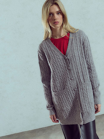 Knit cardigan with pockets in grey