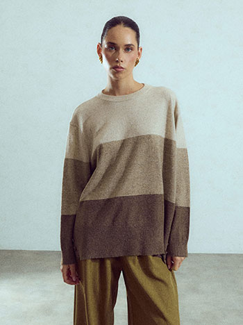 Sweater with decorative buttons in beige