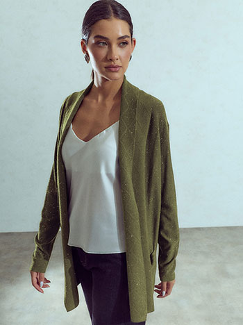 Cardigan with sequins in khaki