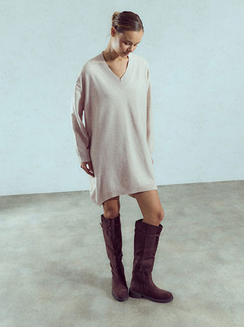 Assymetric oversized dress in beige