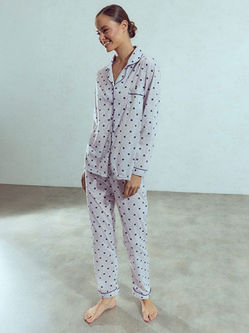 Pyjama set with heart prints in grey