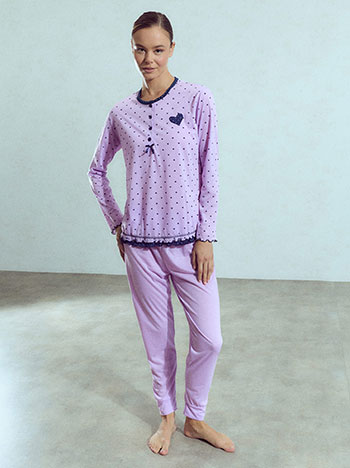 Pyjama set with hearts in purple