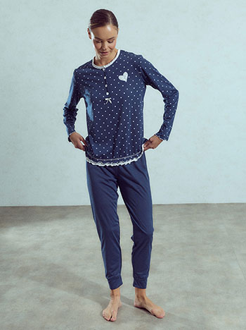 Pyjama set with hearts in dark blue