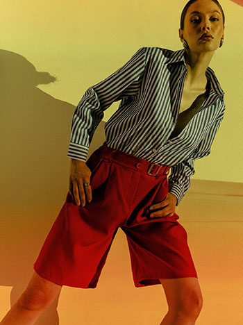 Striped cotton shirt in dark blue