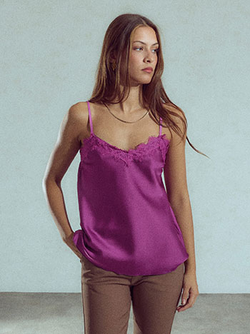 Lingerie with lace details in purple