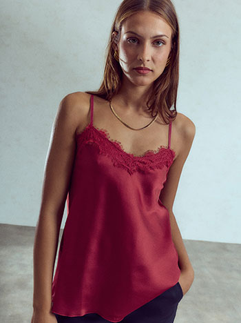 Lingerie with lace details in wine red