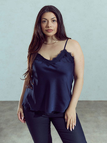 Lingerie with lace details in dark blue