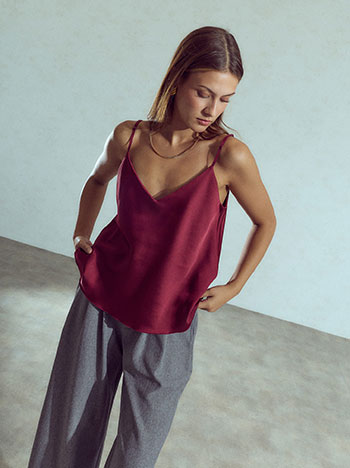 Lingerie top satin in wine red