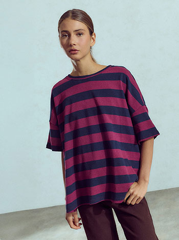 Top with stripes in wine red