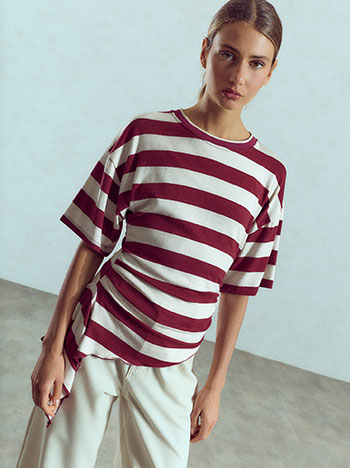 Top with stripes in wine red