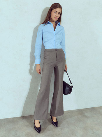 Flared trousers with elastic waist in grey