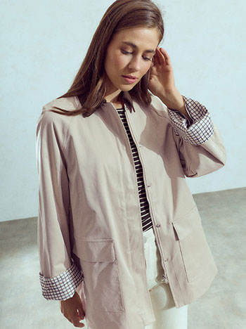 Jacket with corduroy collar in beige
