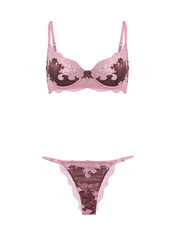 Lingerie set with lace in dark purple