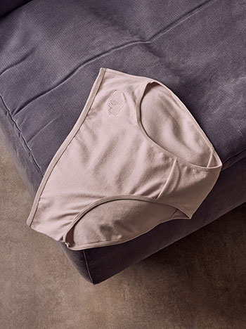 High waist briefs with hearts in beige