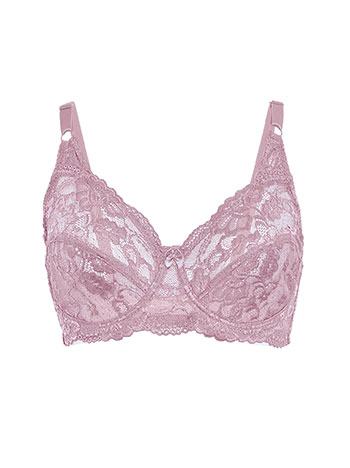 Laced semi sheer bra in purple