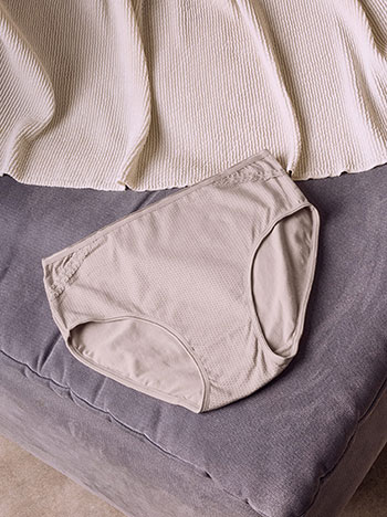Polka dot high rise briefs in beige