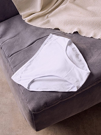 Polka dot high rise briefs in white