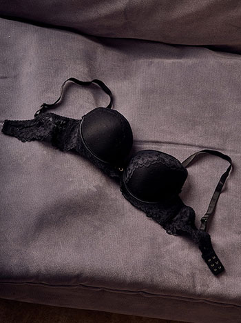 Bra with rhinestone detail in black