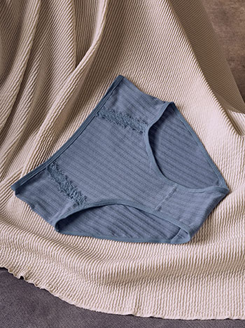 High waisted ribbed briefs in rough blue