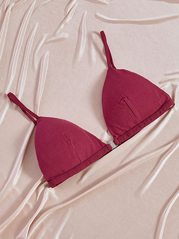 Triangle bra with rhinestone detail in wine red
