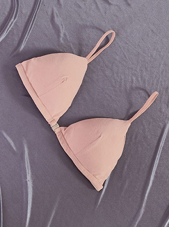 Triangle bra with rhinestone detail in dark pink