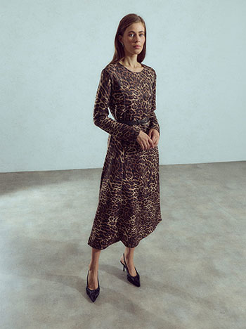 Animal print dress in beige