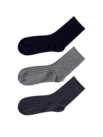 3 pack mens socks in grey, black, dark grey