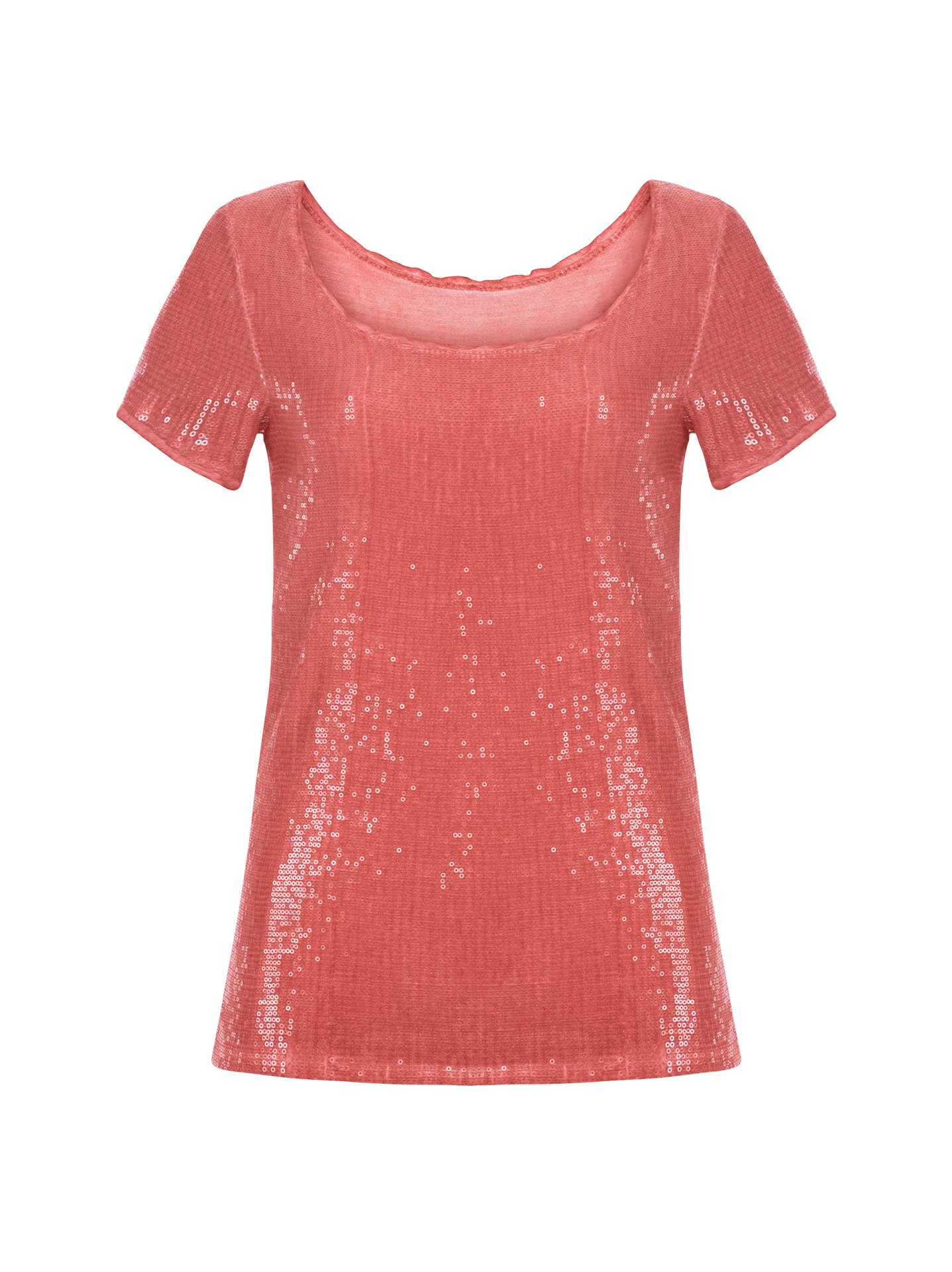 coral sequin top