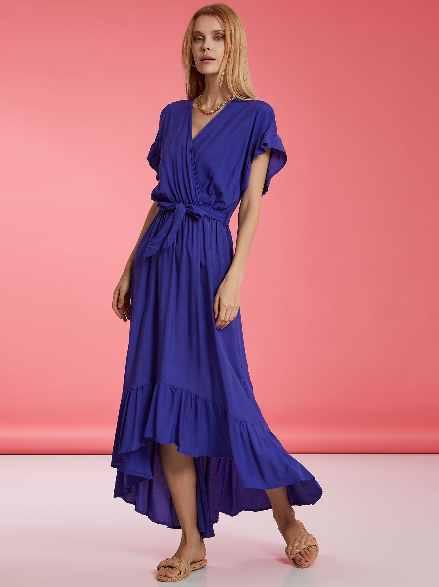 electric blue wrap dress Satin Butterfly Dress
