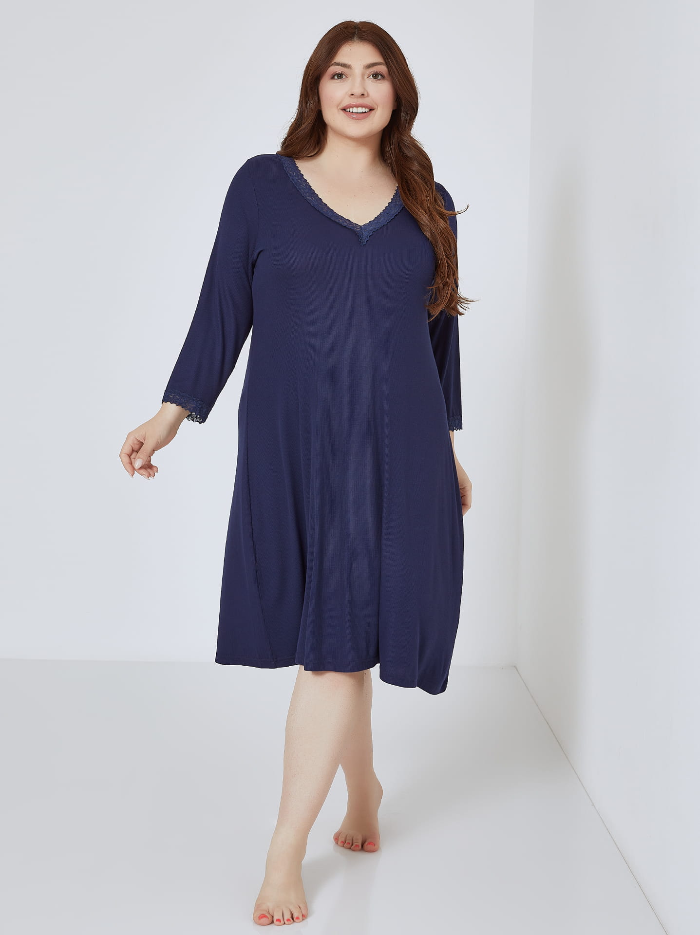 Ribbed nightdress curvy in dark blue 12.99 Celestino