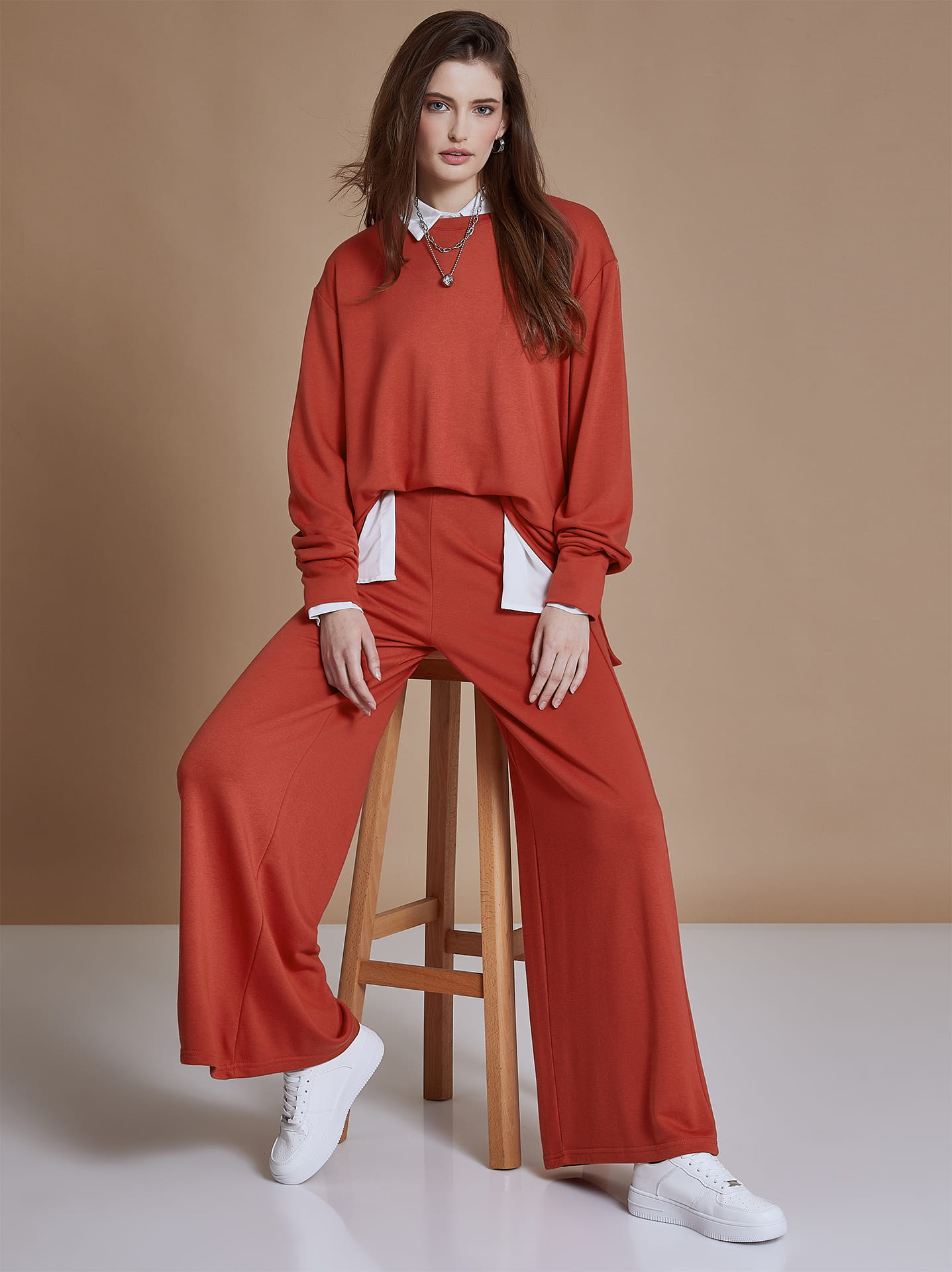 Red Wide Leg Trousers