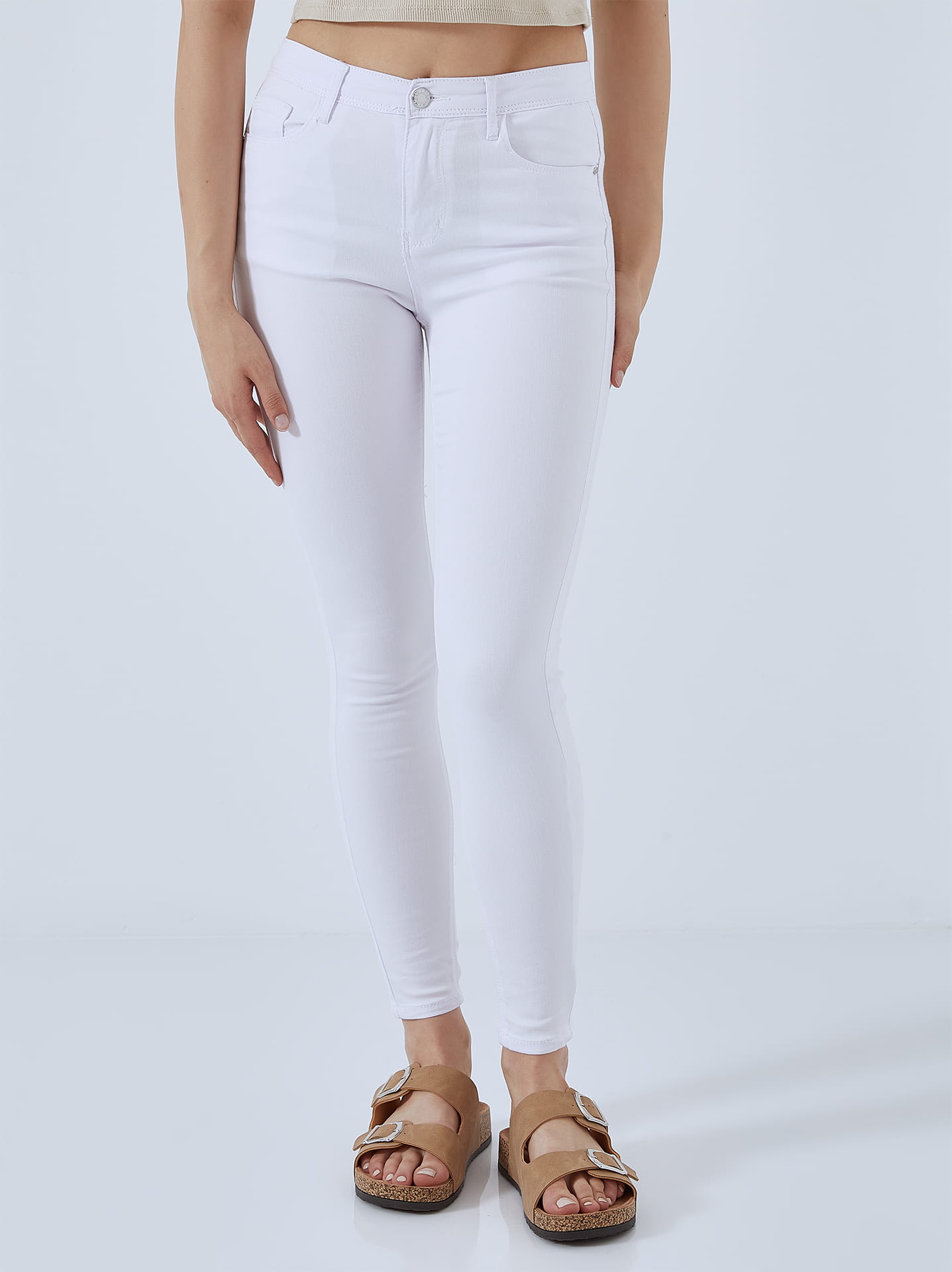 White skinny trousers womens discount