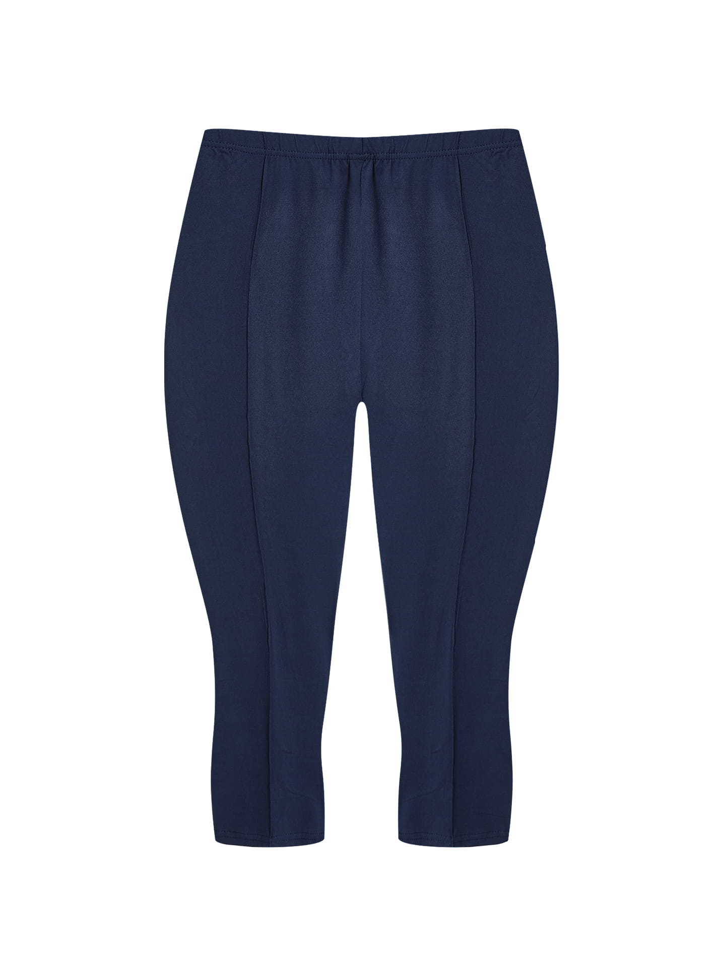 Plus size capri leggings with decorative seams in dark blue, 5.99€