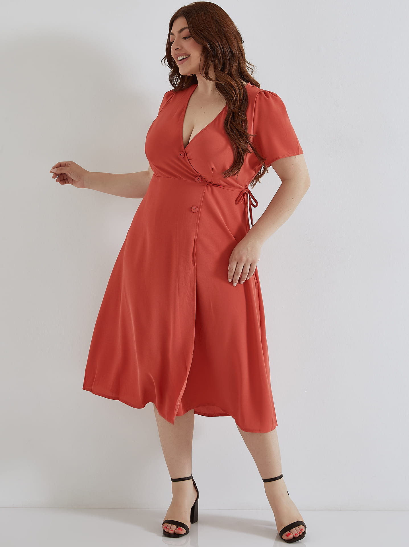 Wrap front midi dress hotsell